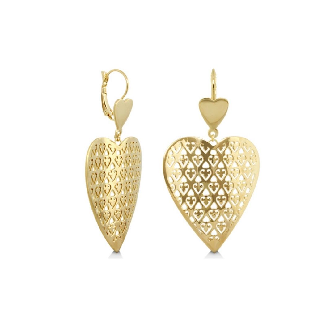 Filigree Heart 18K Gold Plated Earrings