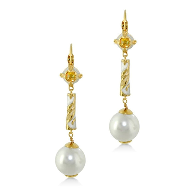 Daisy Swirl Earrings — Pearl Drop Leverback