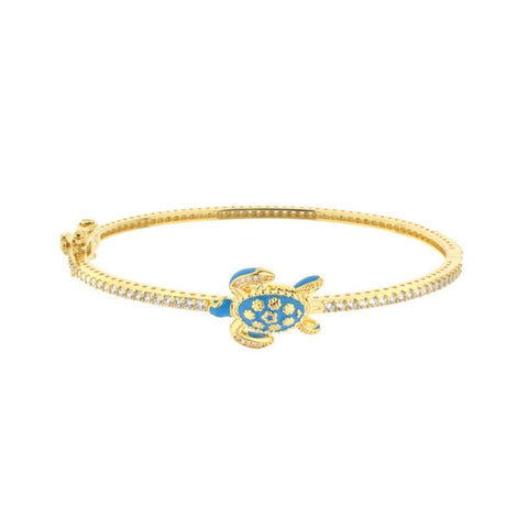 Eau Turtle Bangle — Petite Pavé Band