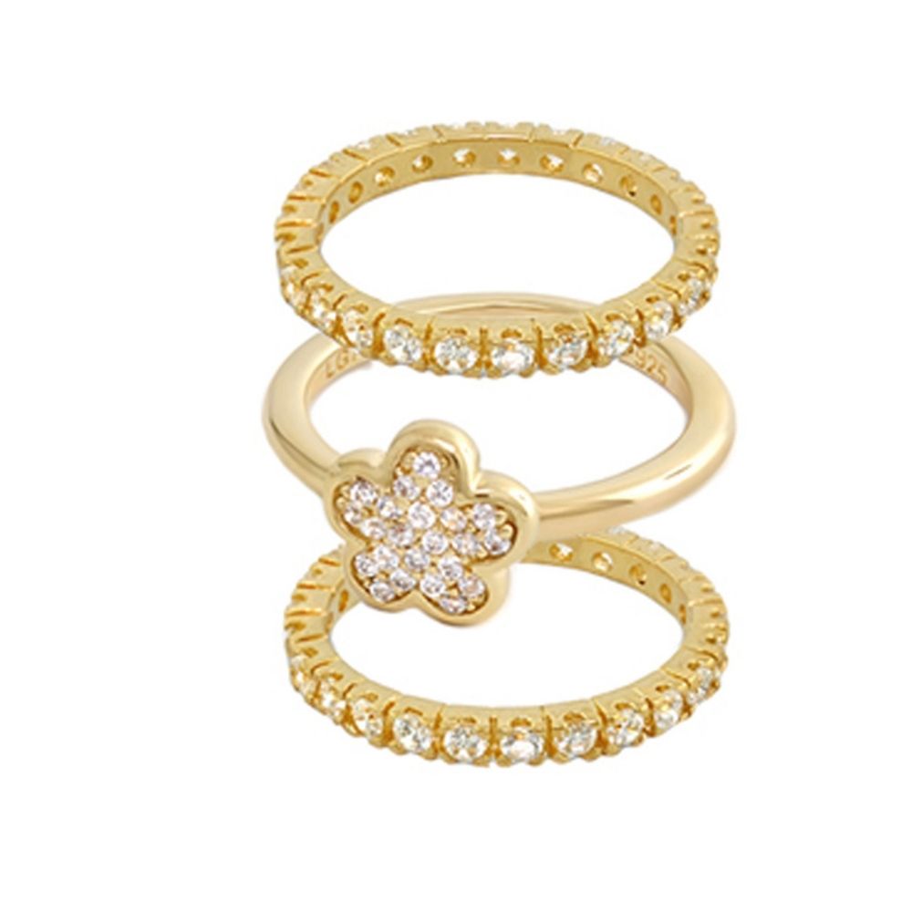 Flower Pave Ring Set of 3