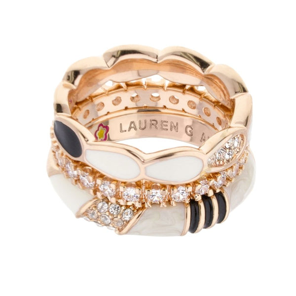 Moon Flower Stackable Ring Set