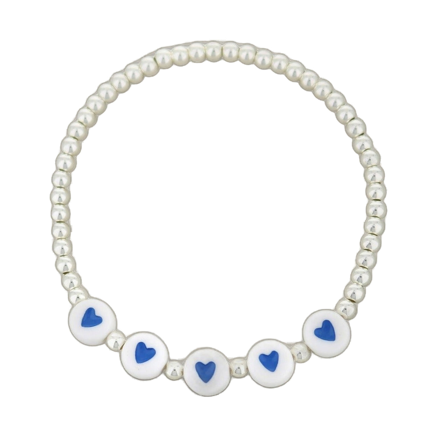 Lorelai Hearts Silver 3mm Beads Bracelet