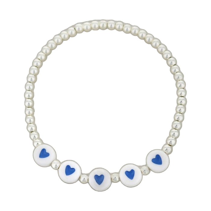 Lorelai Hearts Silver 3mm Beads Bracelet