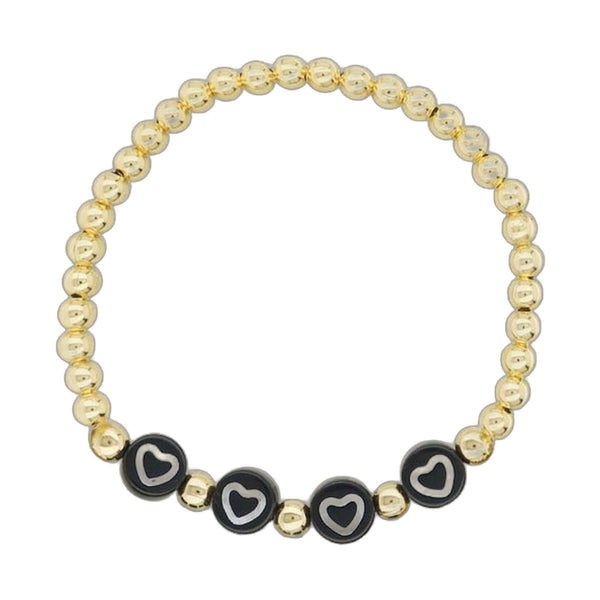 Lorelai Hearts 14k Gold Filled 4mm Beads Bracelet