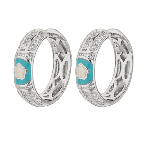 Dancing Daisy Earrings — Pavé Flower Huggie