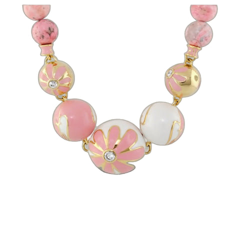 Fab Pink Flower Enamel Necklace