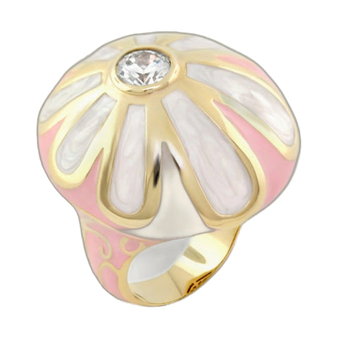Fab Pink Flower Enamel Statement Ring