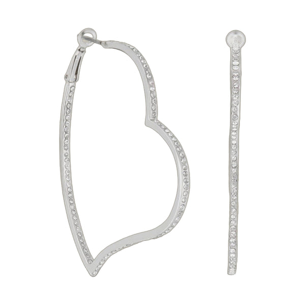 Pave Heart Hoop Earrings