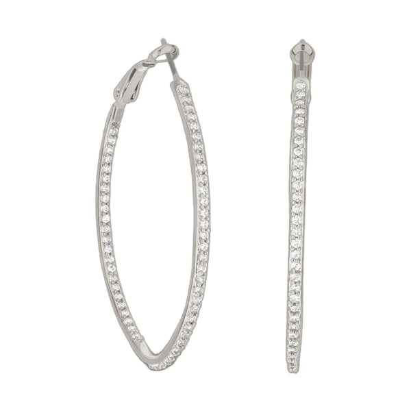 Pave Oval Hoop Earrings