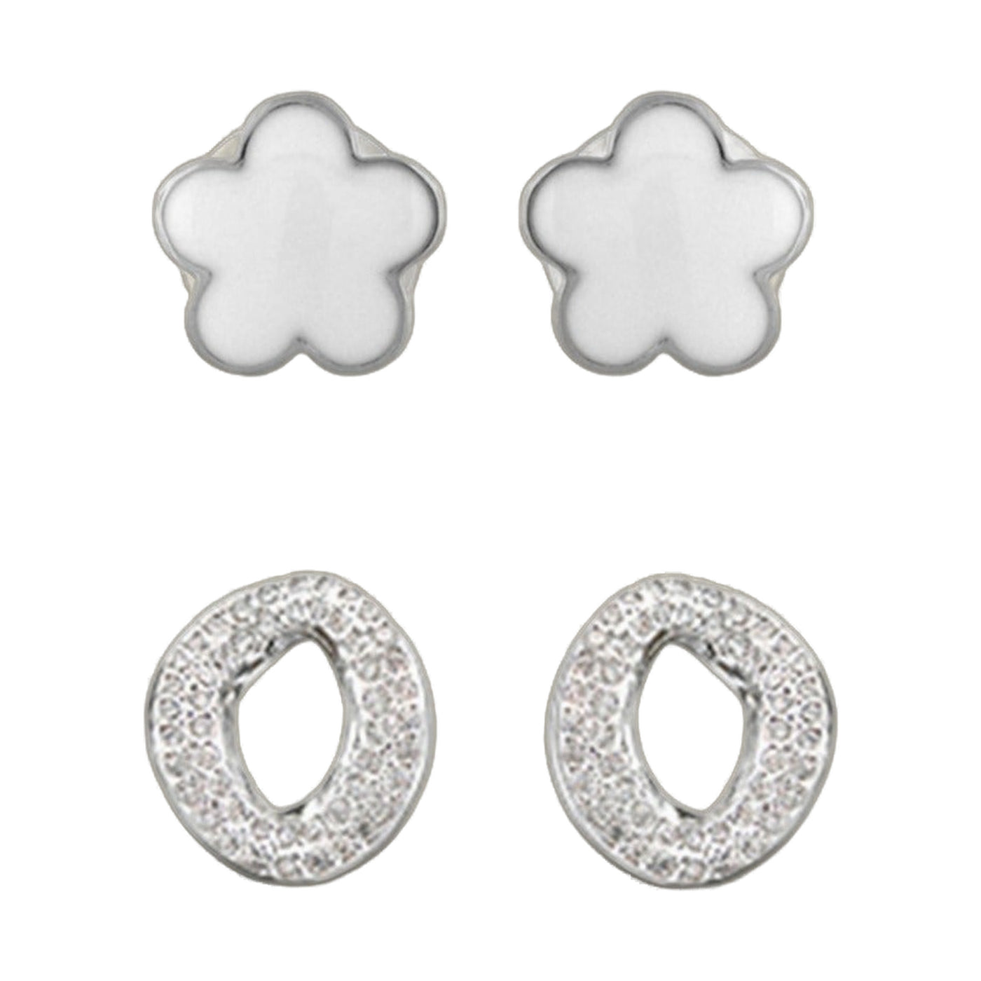 Enamel Flower Earrings Set
