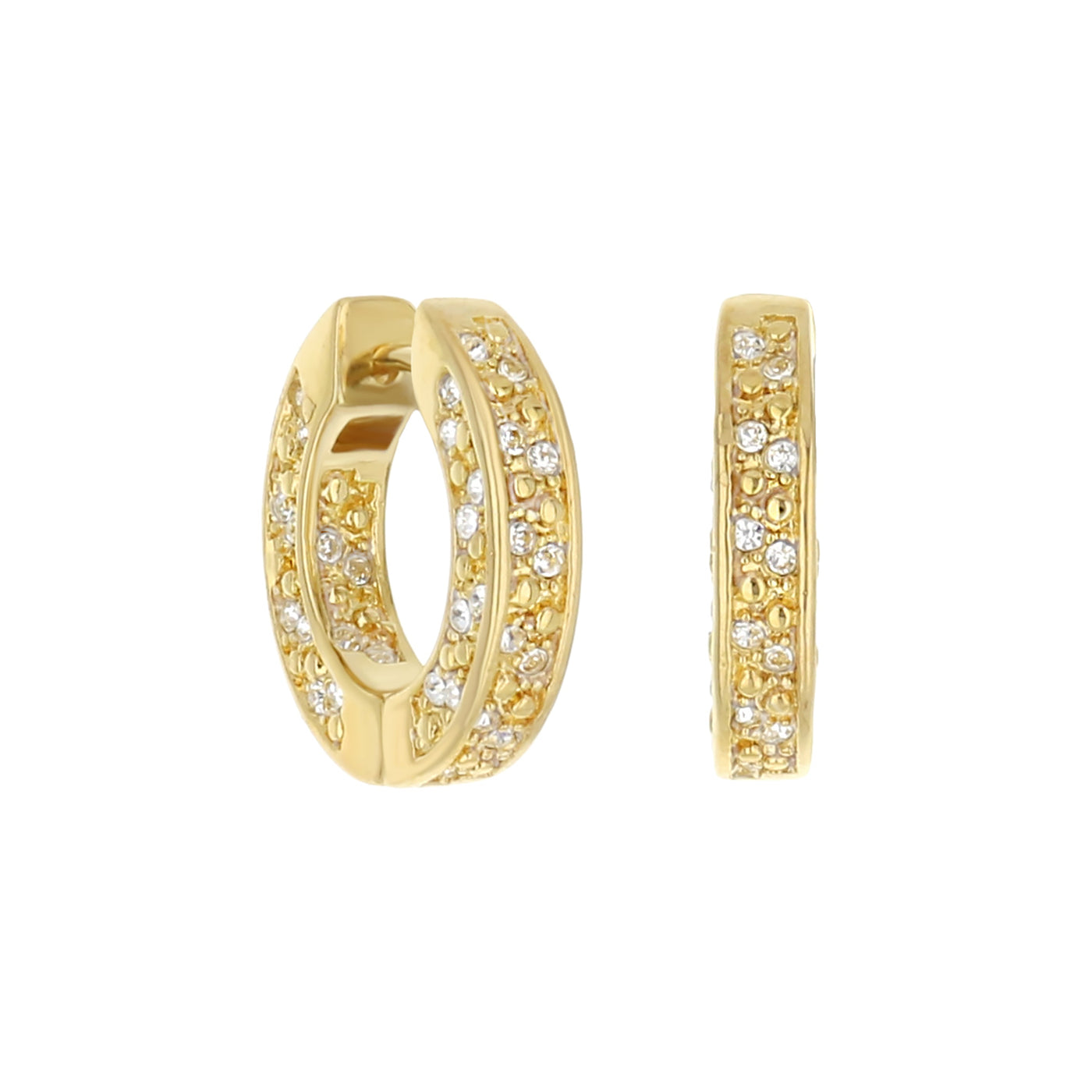 Pave Hoop Earrings — Beaded Edge Huggie