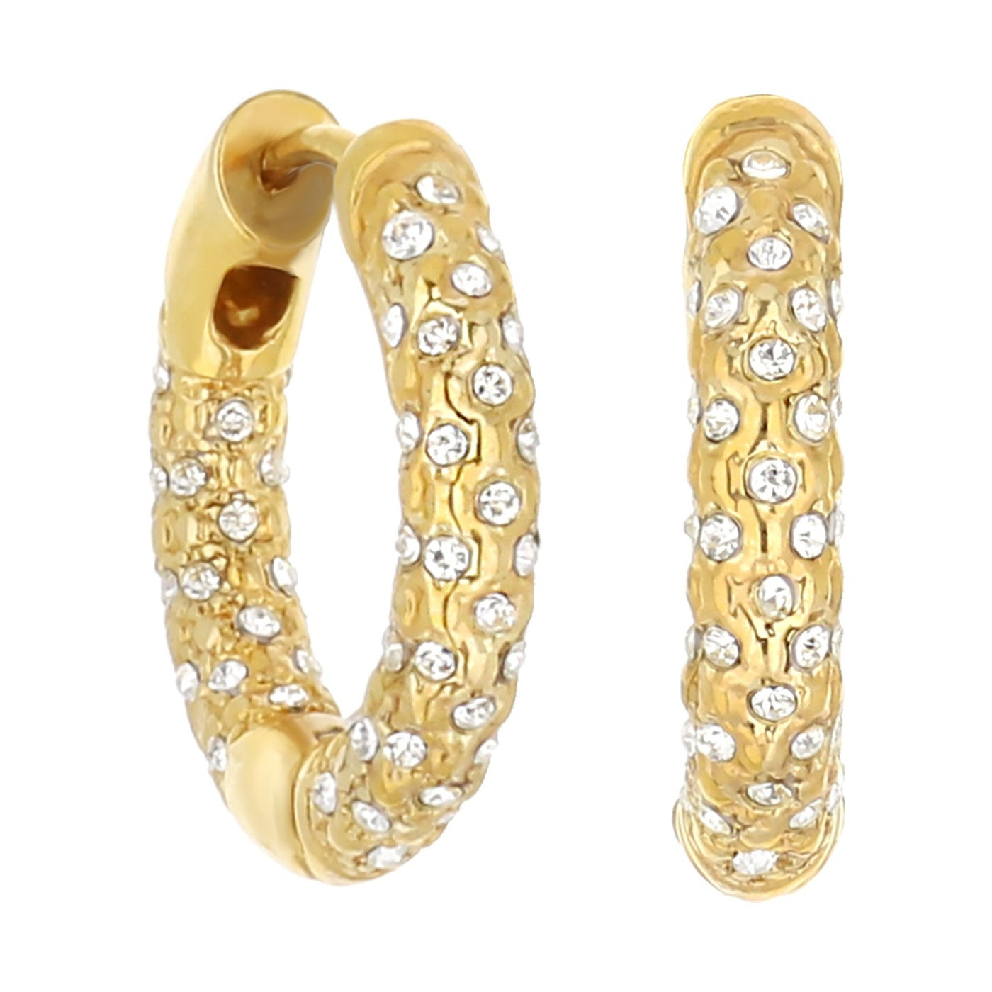 Pave Hoop Earrings — Honeycomb Huggie