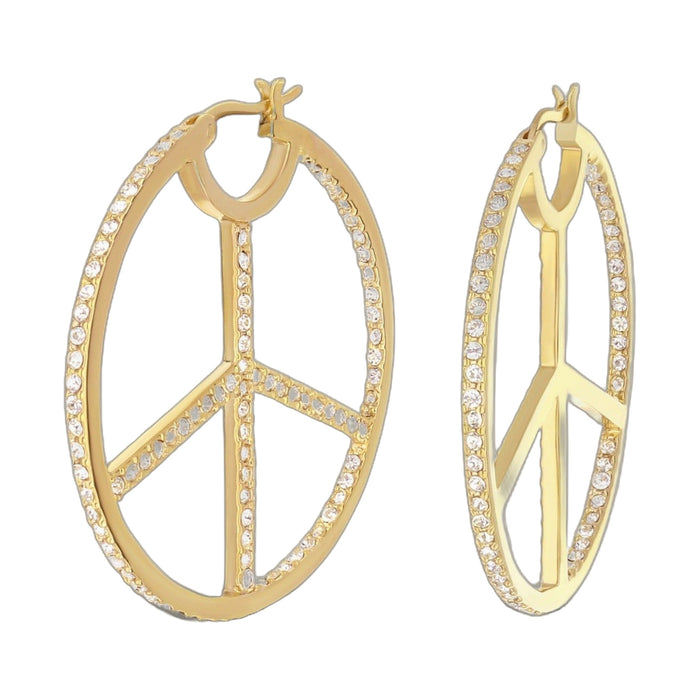 Pave Peace Hoop Earrings