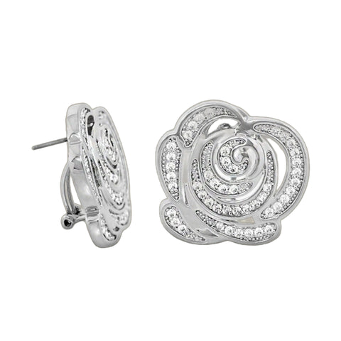 Rose Garden Earrings — Pavé Rose Clip