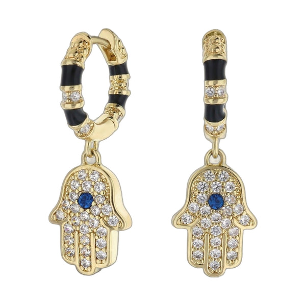 Lucky Hamsa Pave Earrings