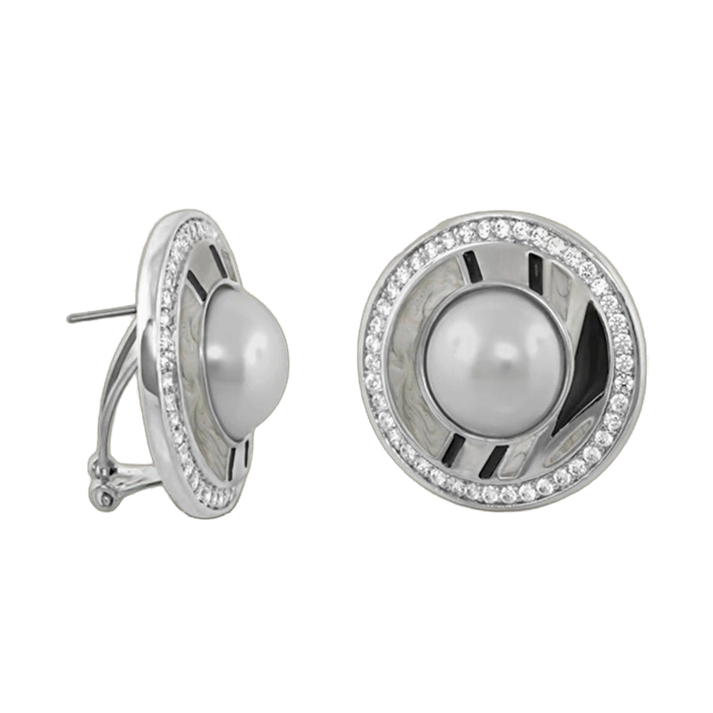 Chunky Town Earrings — Pavé Halo Pearl