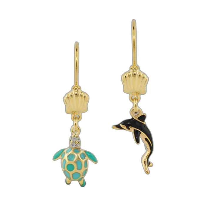 Eau Turtle & Dolphin Earrings