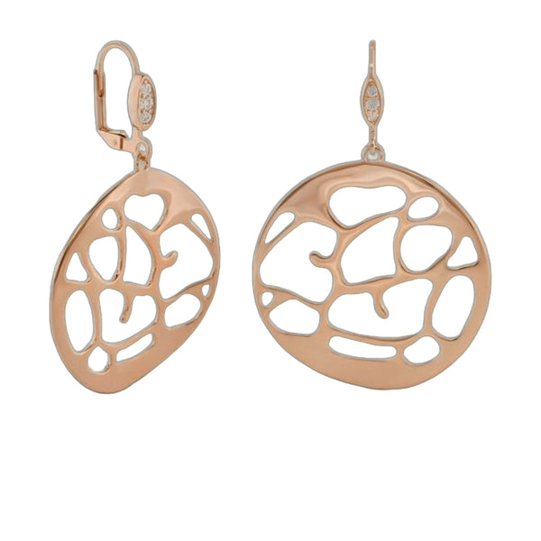 Abstract Cutout Rose Gold Plated Earrings