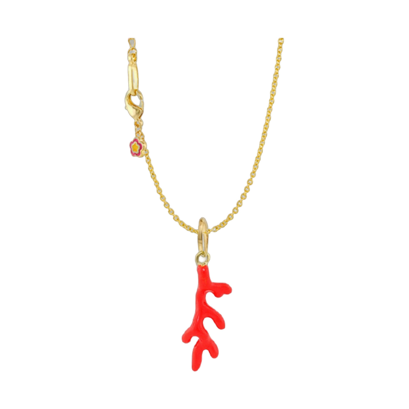 Eau Coral Pendant — Red Enamel Necklace