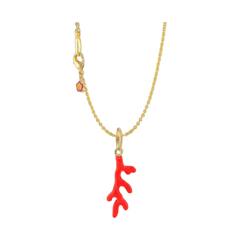 Eau Coral Pendant — Red Enamel Necklace