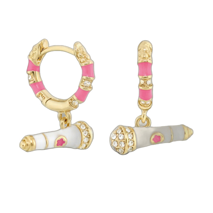 Girl's Earrings With Microphone Charm