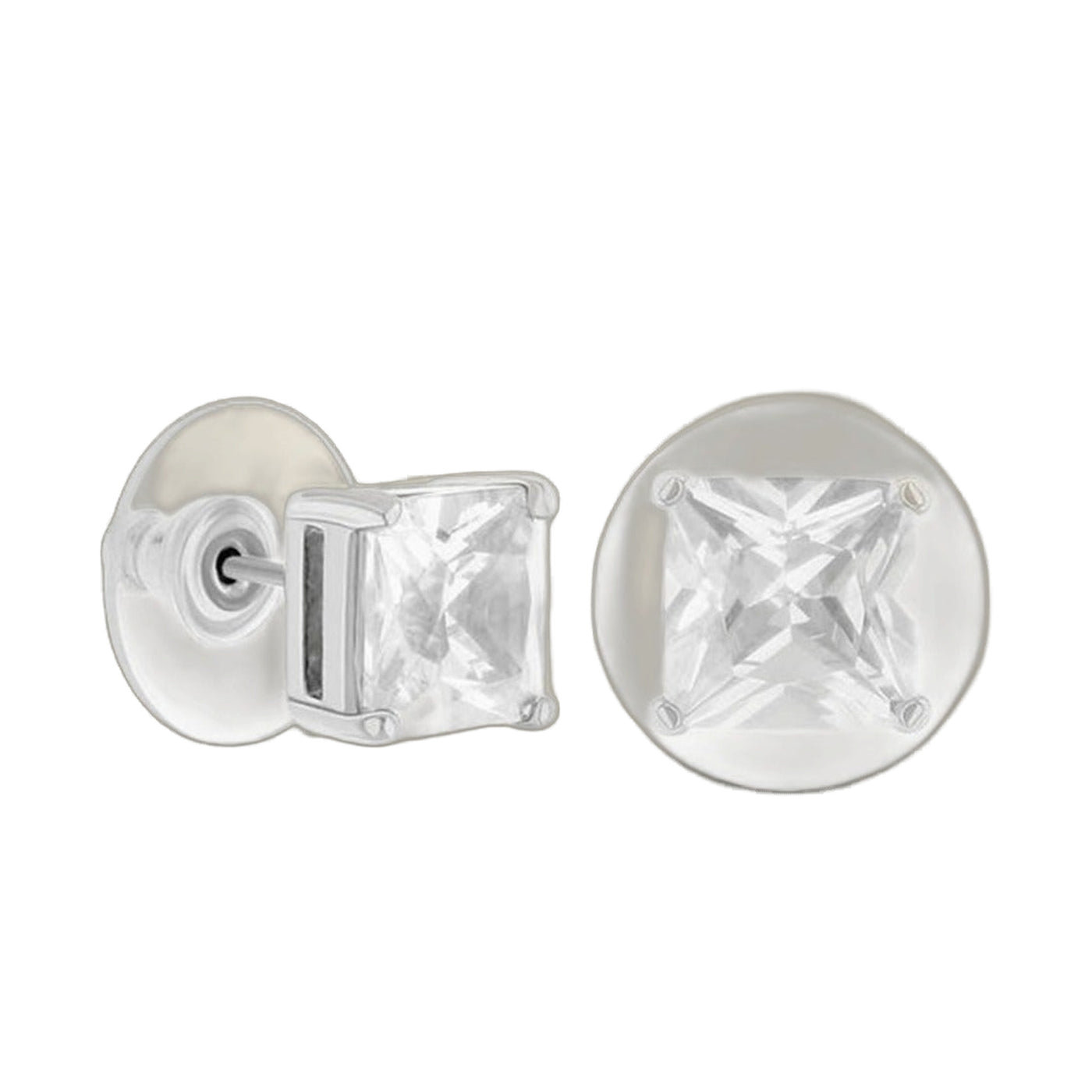 925 Princess Cut Stud Earrings