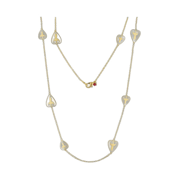 Bows And Hearts Necklace Gold Plated Brass