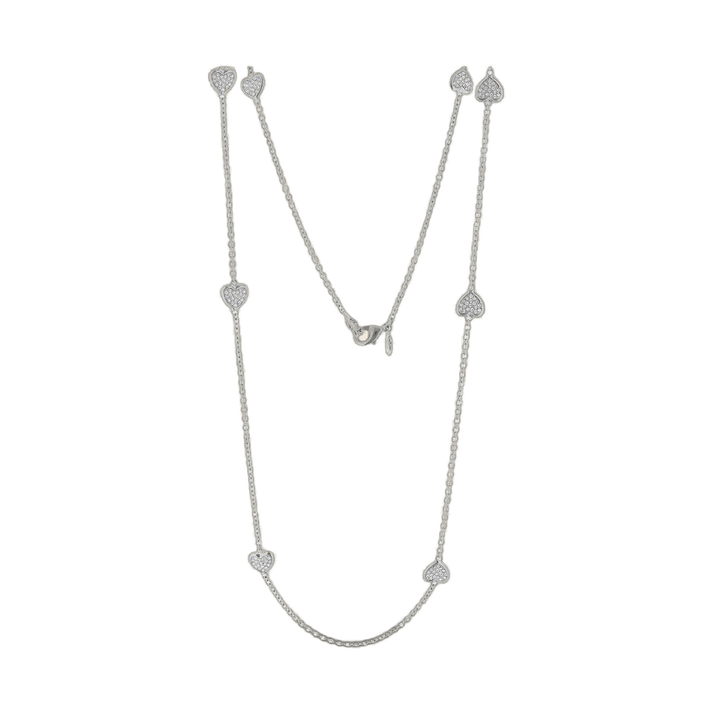 Pave Love Necklace Long 48 Inch Brass Base