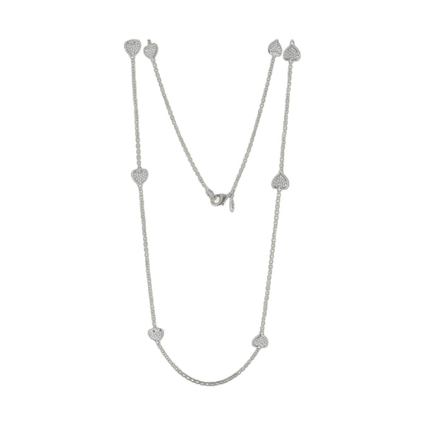 Pave Love Necklace Long 48 Inch Brass Base