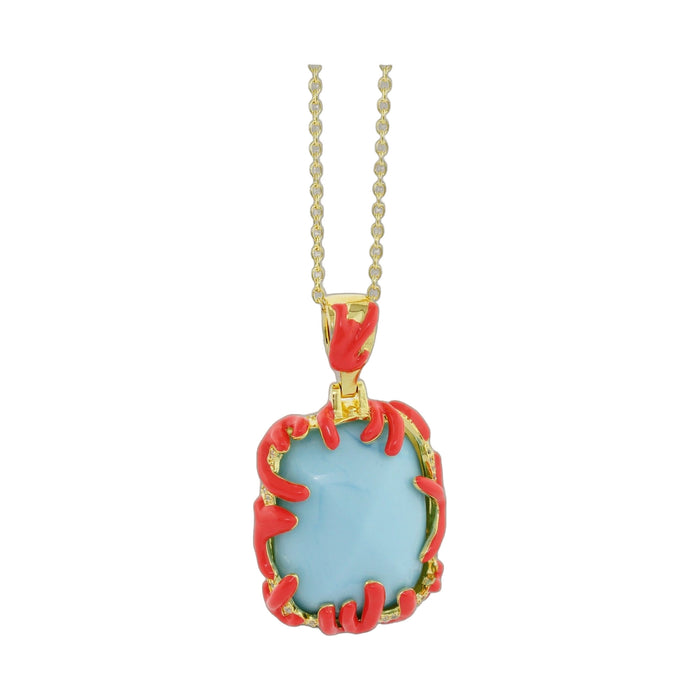 Pretty Little Things Coral Blue Stone Pendant Necklace