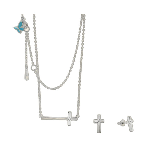 Sydney Leigh Cross Necklace & Earrings Set
