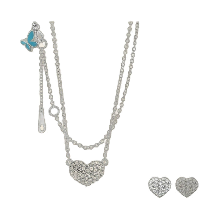 Sydney Leigh Pave Heart Pave Necklace & Earrings Set