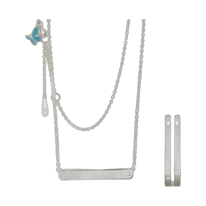 Sydney Leigh Engravable Bar Necklace & Earrings Set