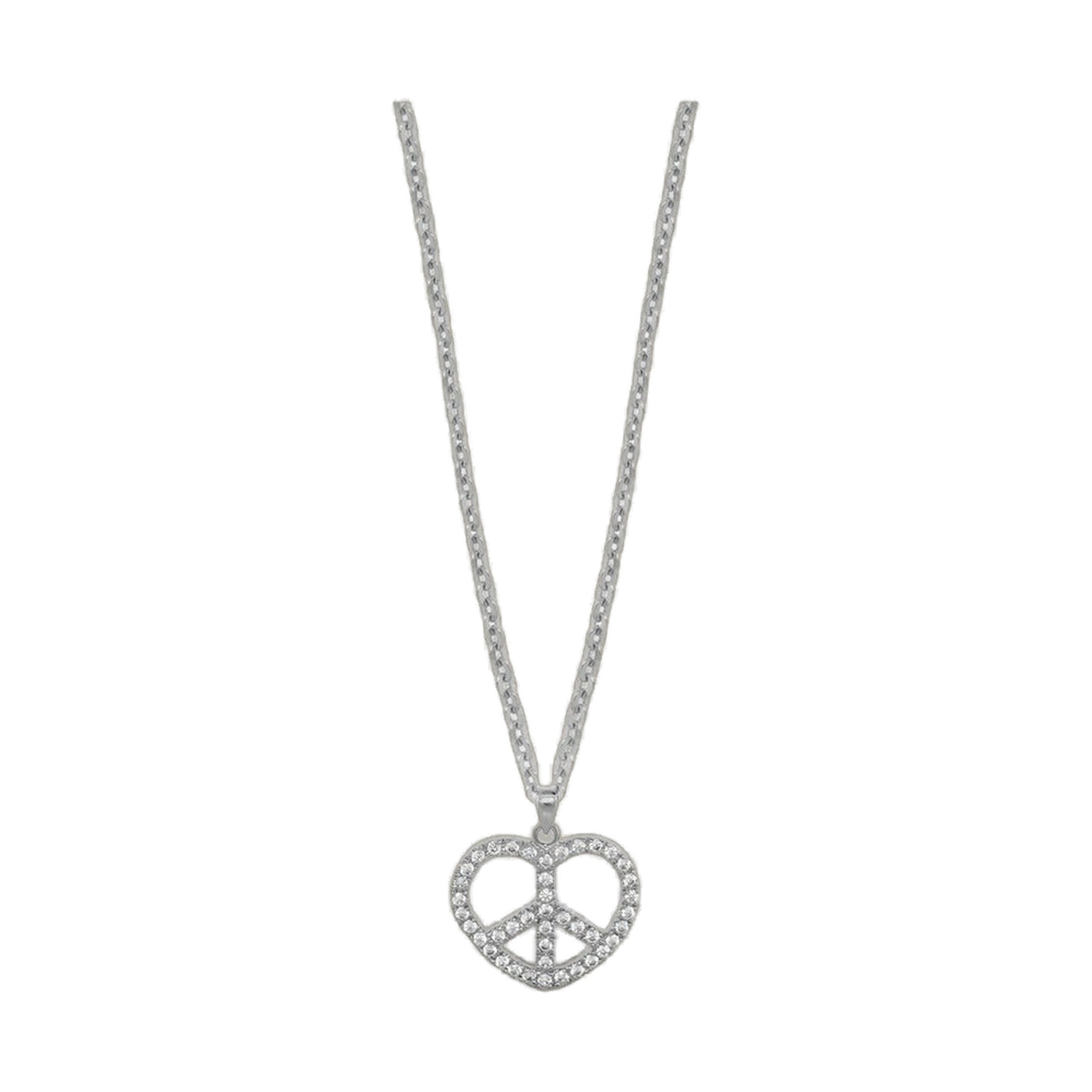 Children's Pave Heart Peace Necklace