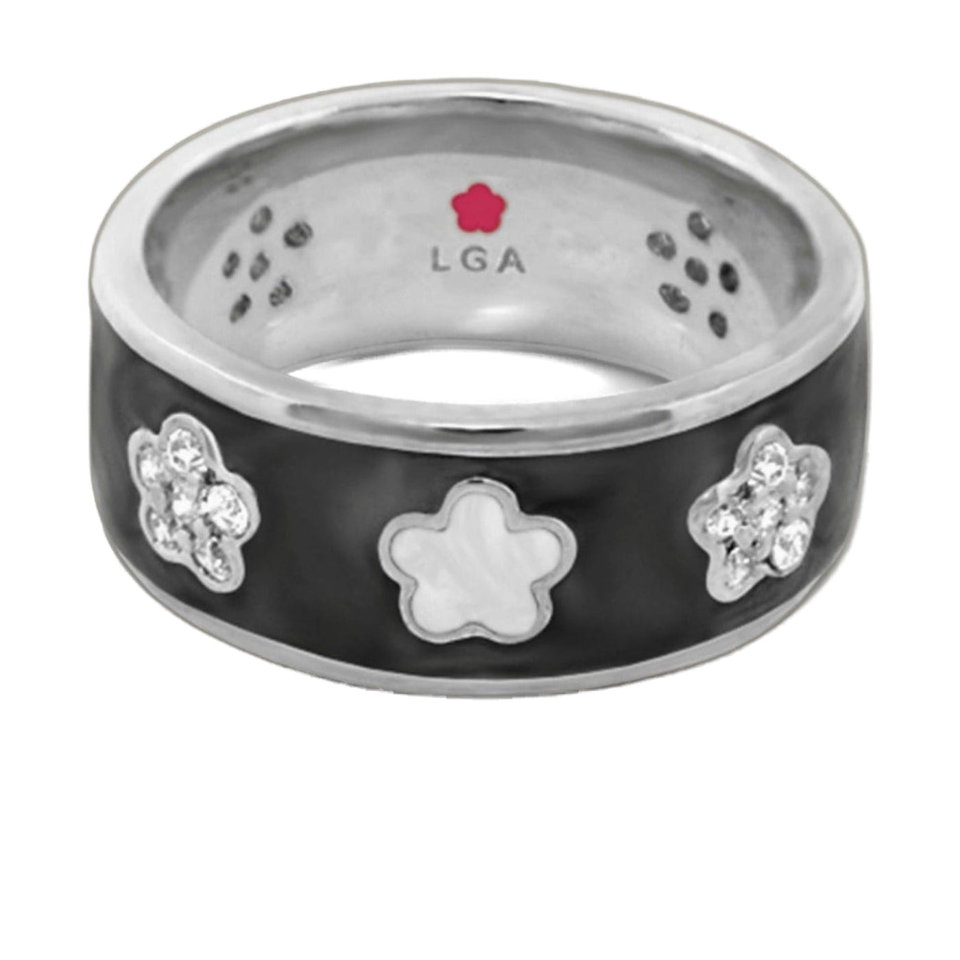 Daisy Love Band Ring — Pavé & Enamel Flowers