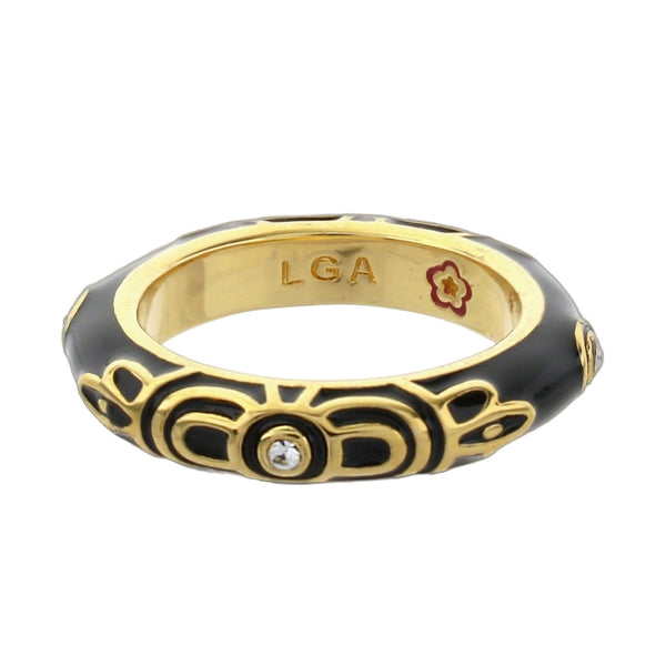 Petit Gateau Stackable Ring — Black Scrollwork