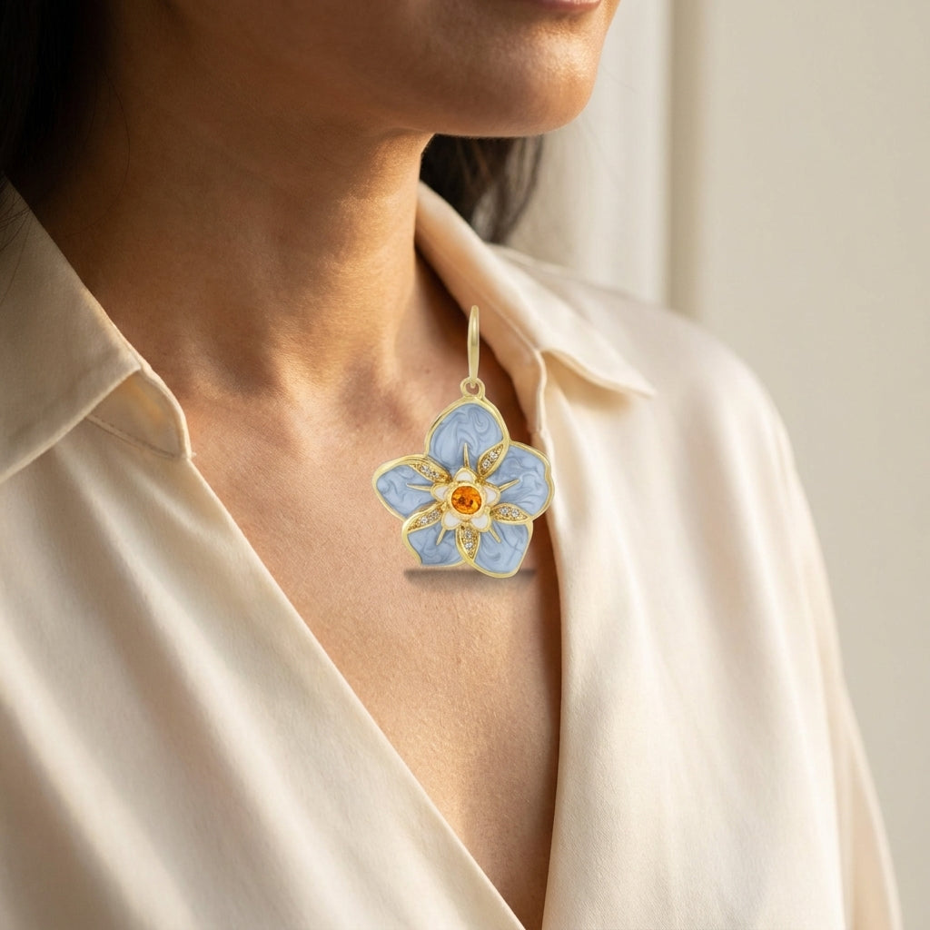 Eau Hibiscus Flower Pendant worn