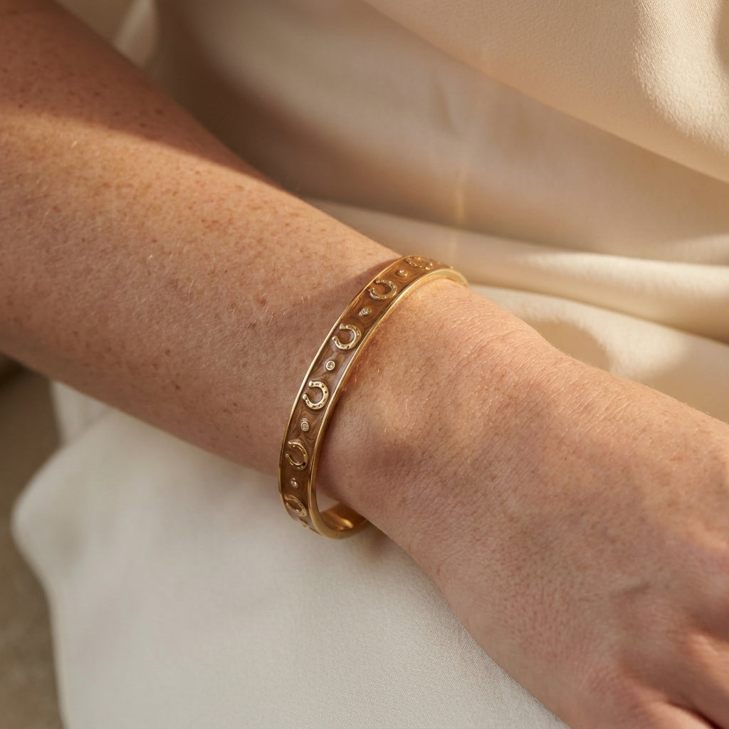 Equestrian Horseshoe Bangle worn