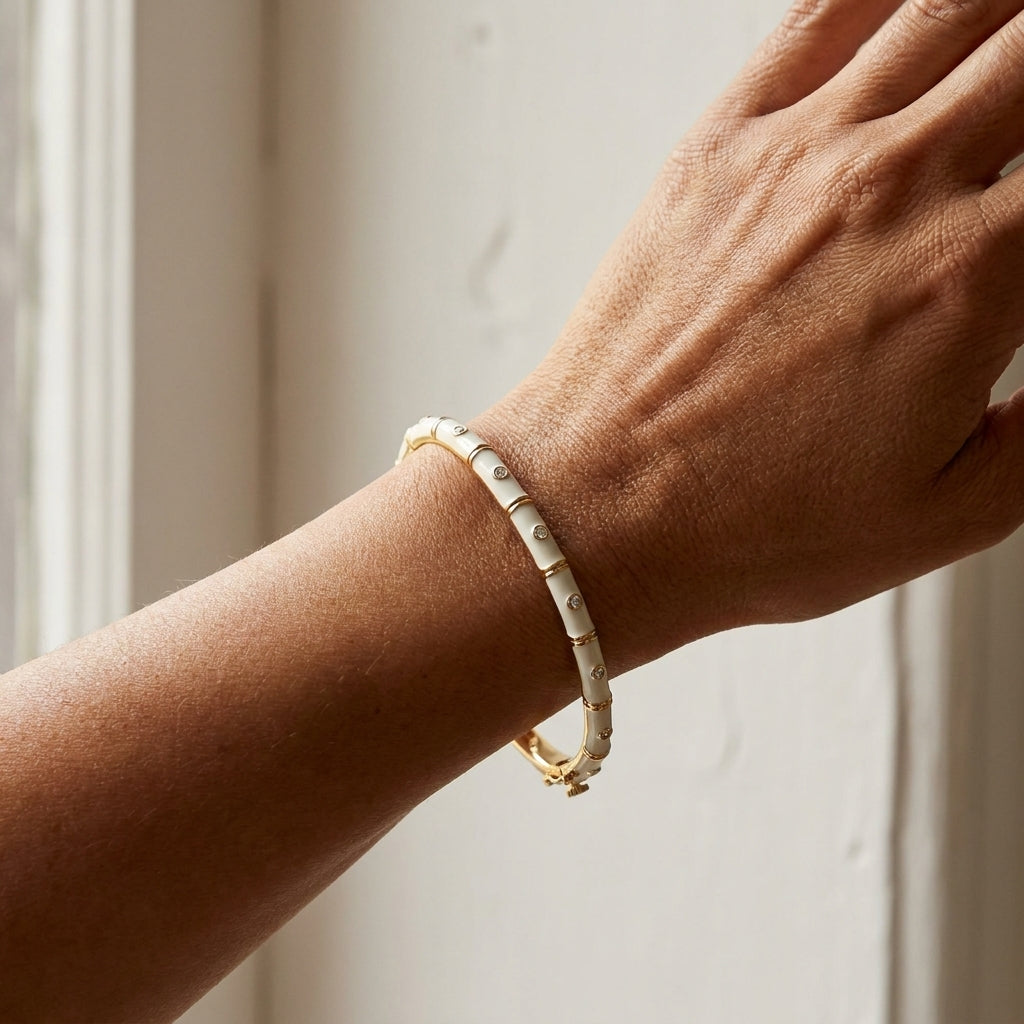 Tiny Dots Stackable Bangle worn