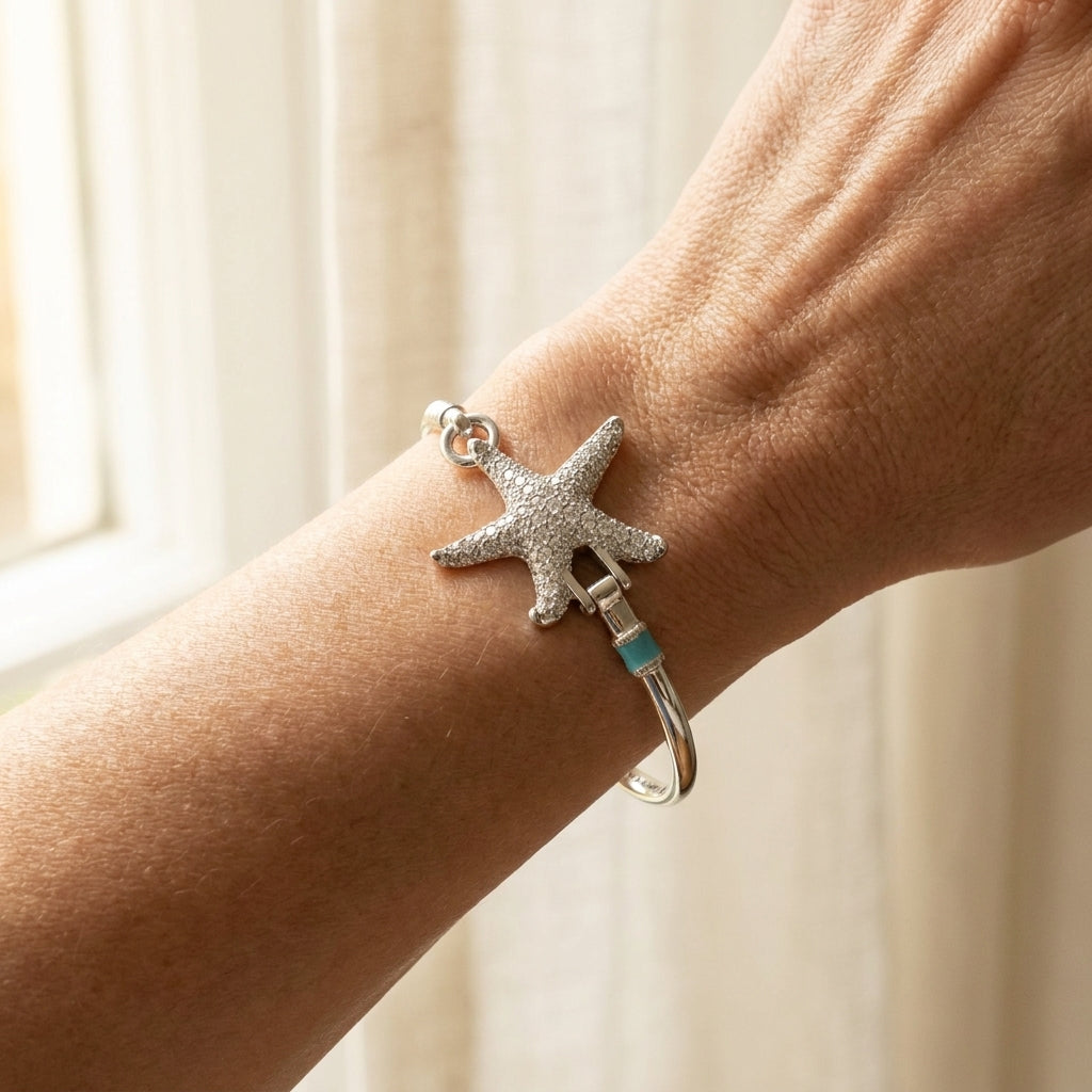 Eau Pave Starfish Bangle worn