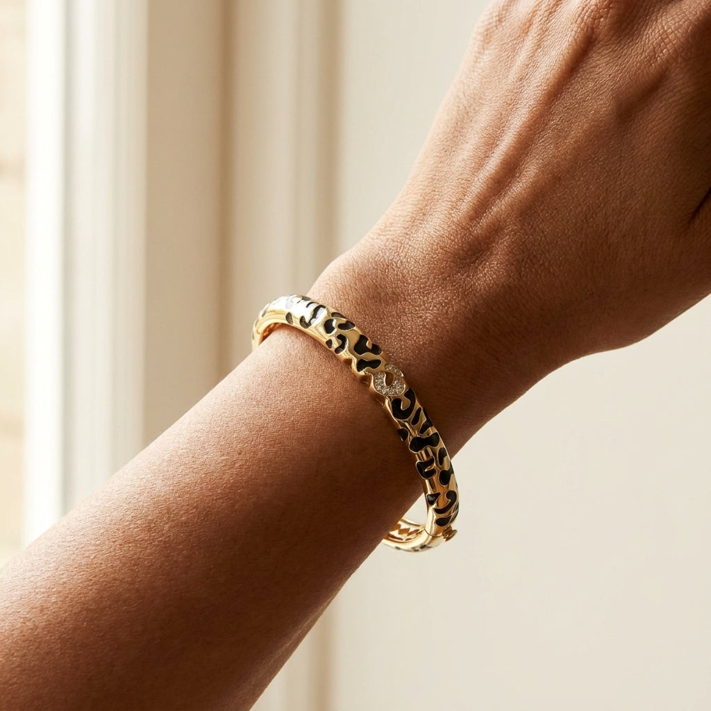 Sweet Leopard Bangle worn