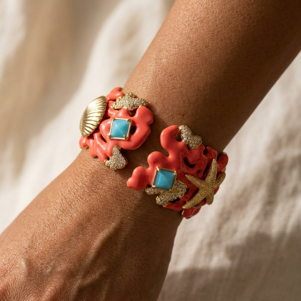 Pretty Little Things Coral Bangle worn
