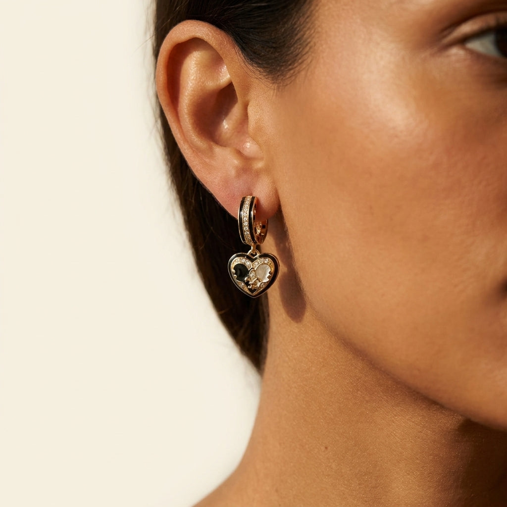 Renaissance Heart Earrings worn