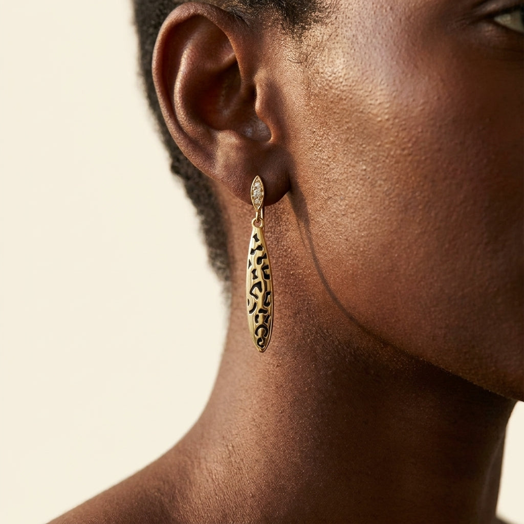 Sweet Leopard Earrings worn
