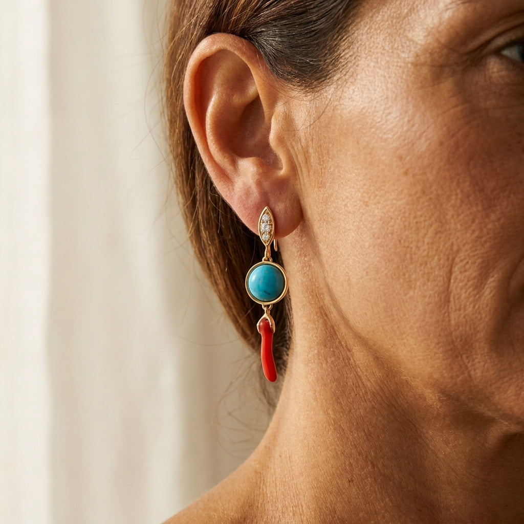 Pretty Little Things Coral Earrings worn