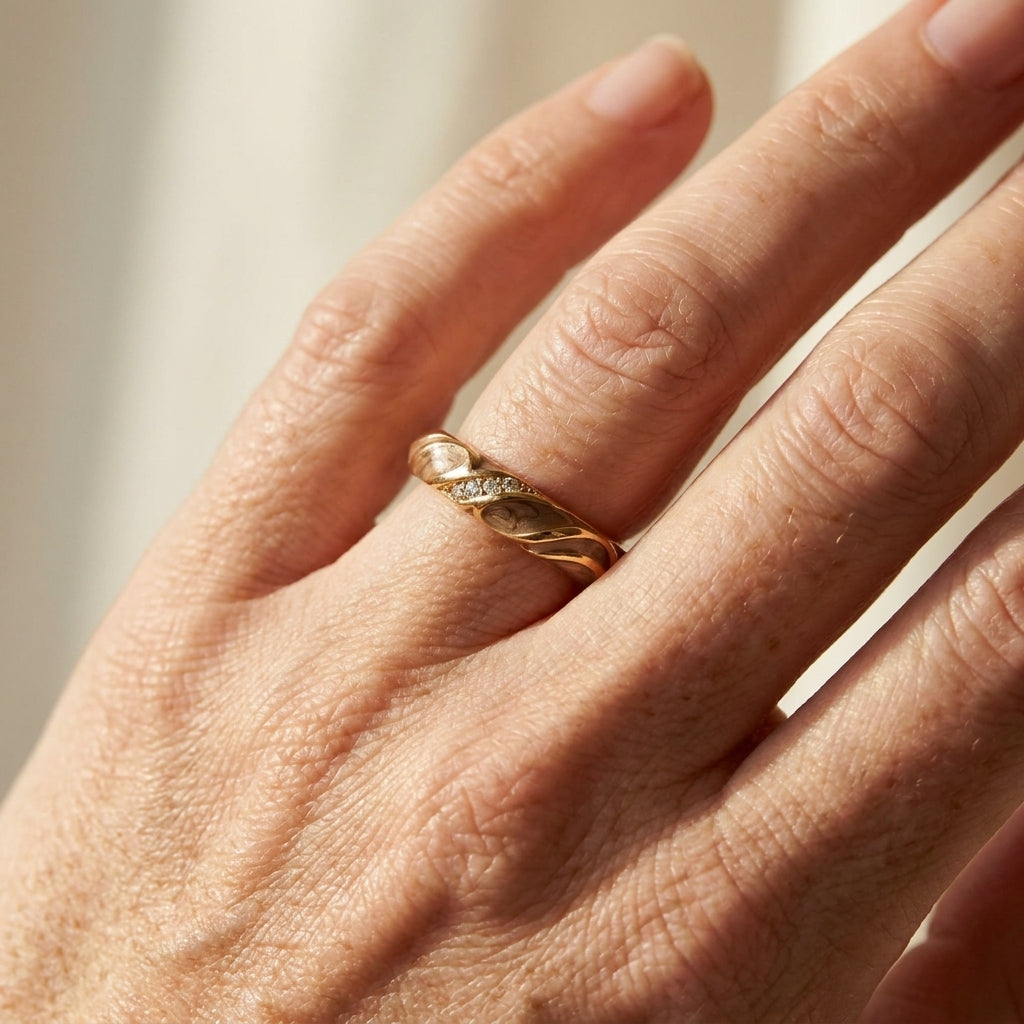 Flames of Glory Stackable Ring worn