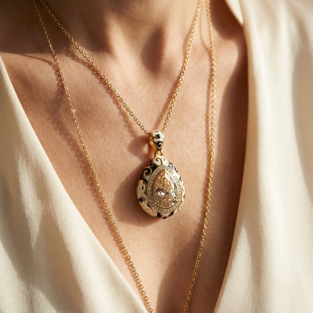 Elegant Drops Pendant Necklace worn