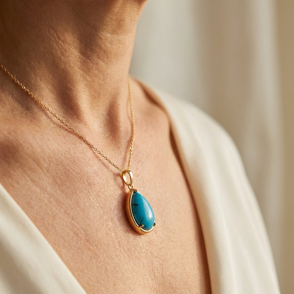 Eau Drop Pendant worn