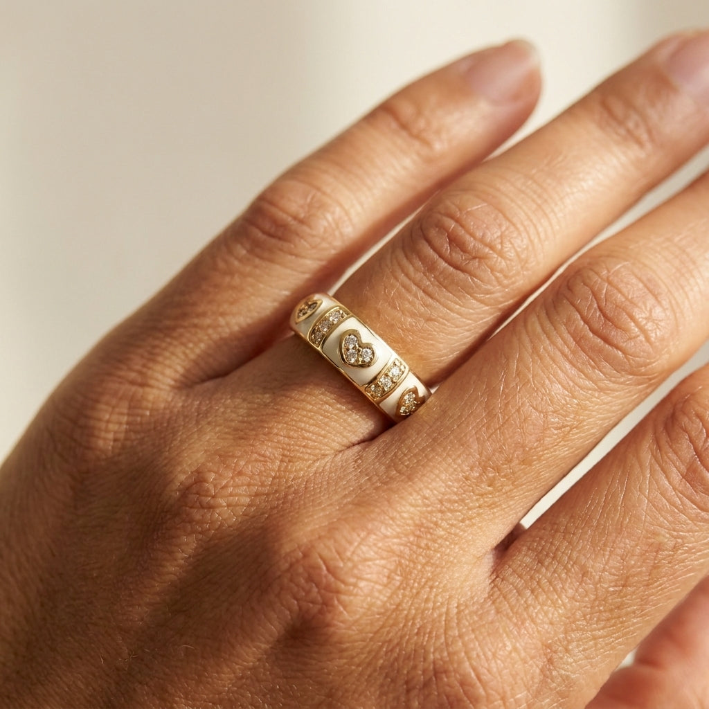 Pave Love Stackable Ring worn