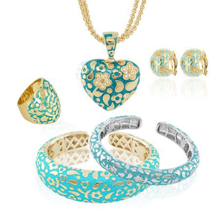 Floral jewelry for women – gold and crystal flower necklaces earrings and bracelets at Lauren G Adams